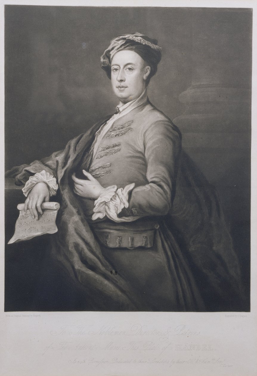 Charles Turner (1773-1857) 1821 (mezzotint) tarafından oyulmuş George Frederick Handel (1685-1759) portresi by Bartholomew Dandrige
