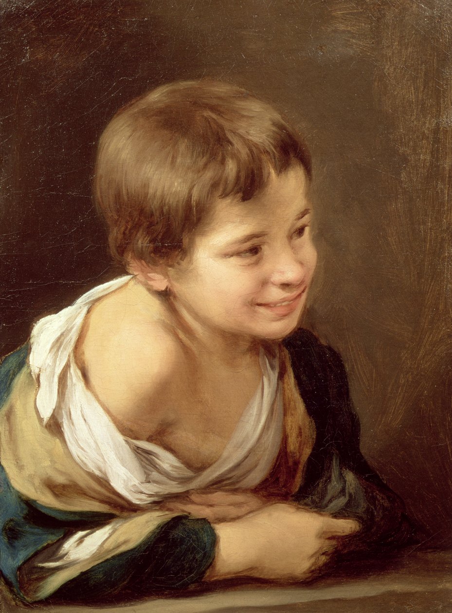 Pervaza Yaslanmış Köylü Çocuk, 1670-80 by Bartolomé Esteban Murillo