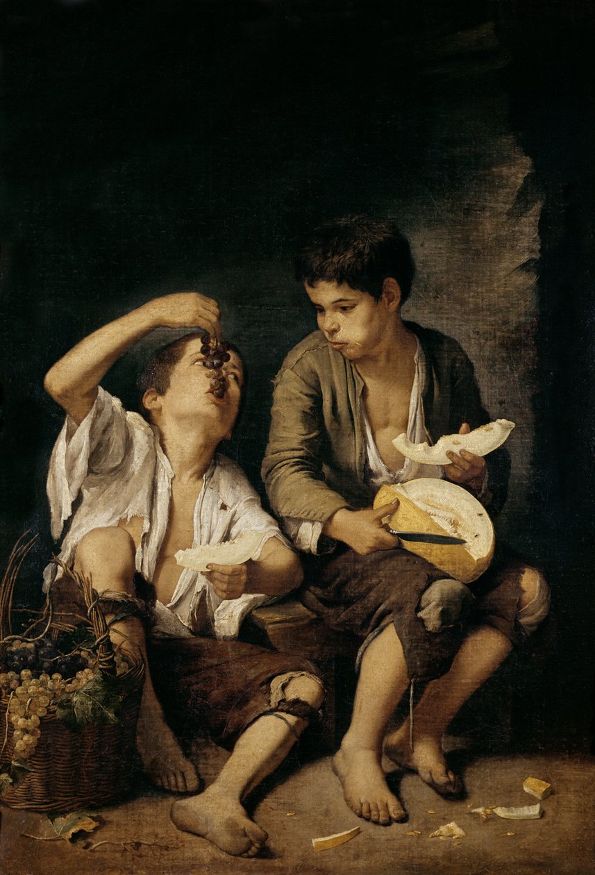Kavun ve Üzüm Yiyen İki Çocuk, 1645-46 by Bartolomé Esteban Murillo