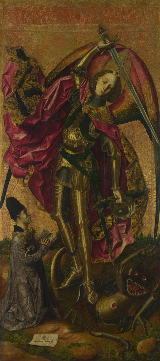 Aziz Michael Şeytana Karşı Zaferler, 1468 by Bartolomé Bermejo