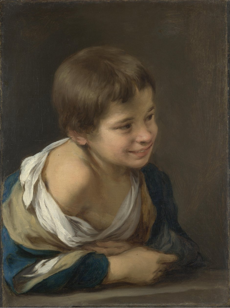 Bir Pervaza yaslanmış bir Köylü Çocuk by Bartolomé Esteban Murillo