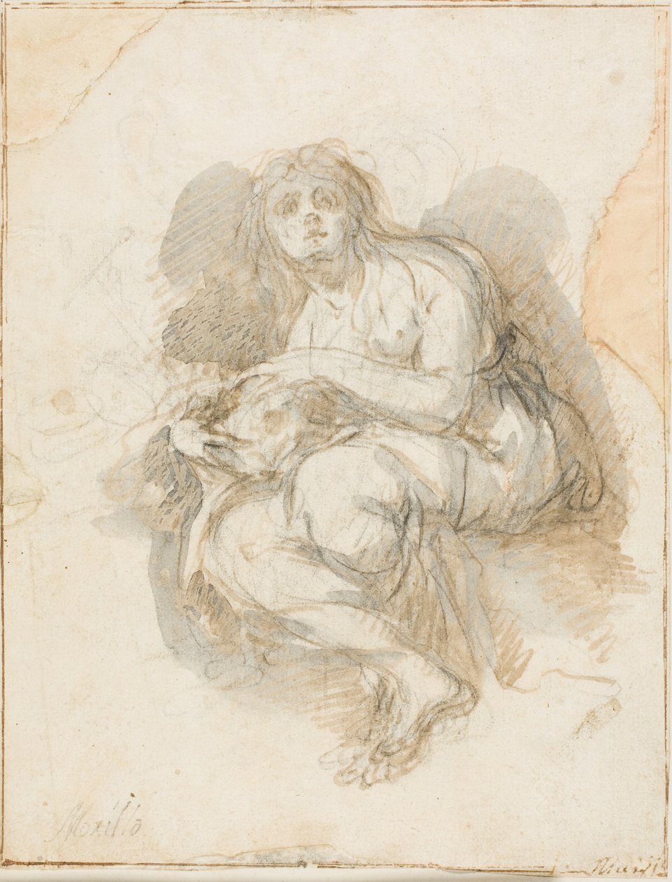 Kadın Aziz Holding Kafatası by Bartolomé Esteban Murillo