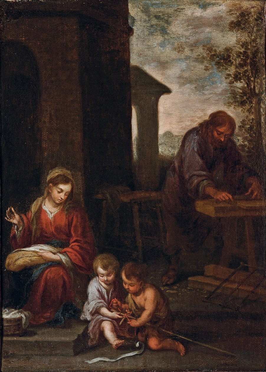 Bebek St. John the Baptist ile Kutsal Aile, 1660-70 by Bartolomé Esteban Murillo