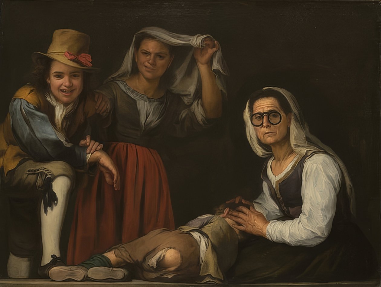 Merdivenlerde dört figür. 1655-60 civarında by Bartolomé Esteban Murillo