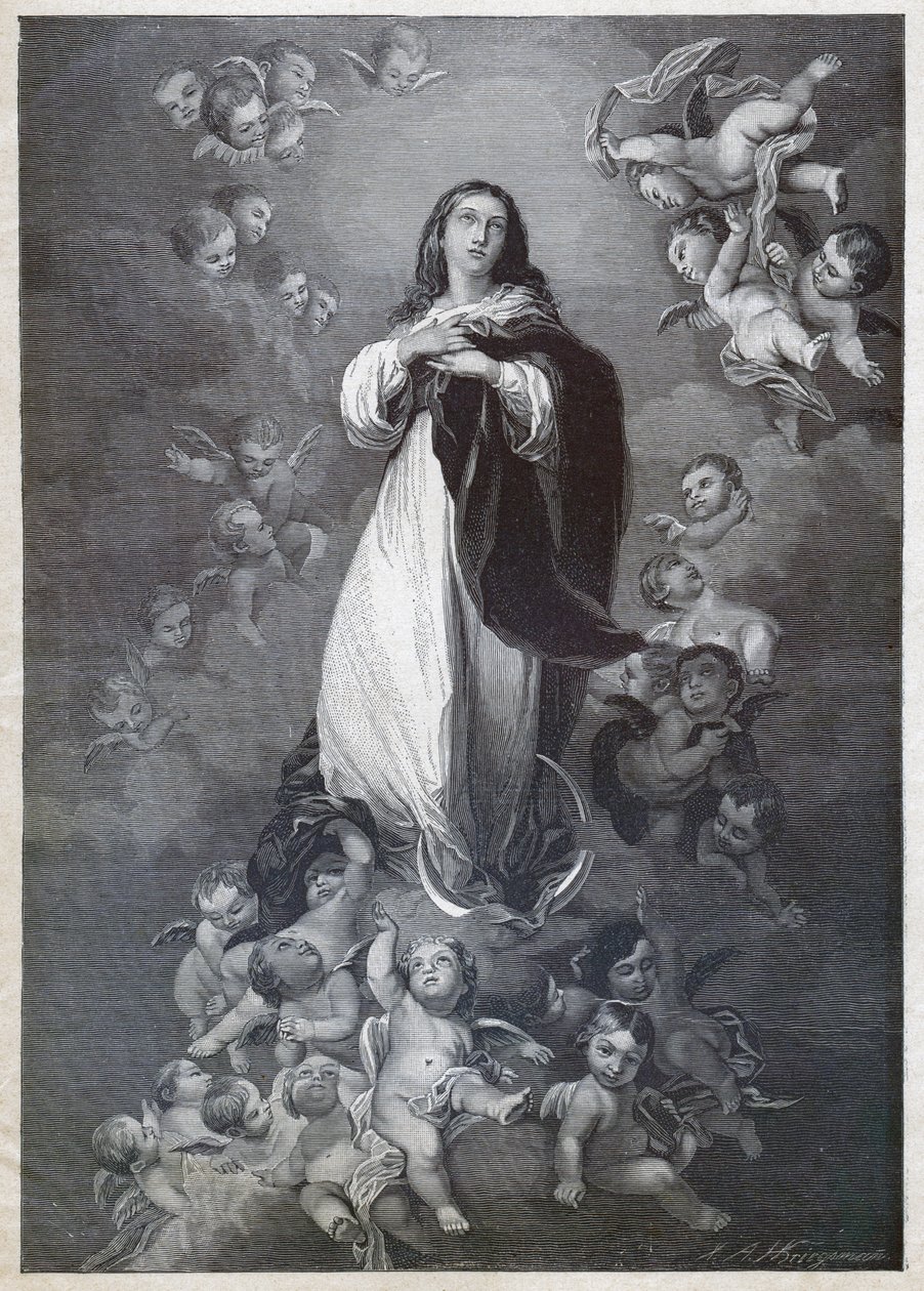 Kusursuz Anlayış. (gravür, yaklaşık 1900) by Bartolome Esteban (after) Murillo