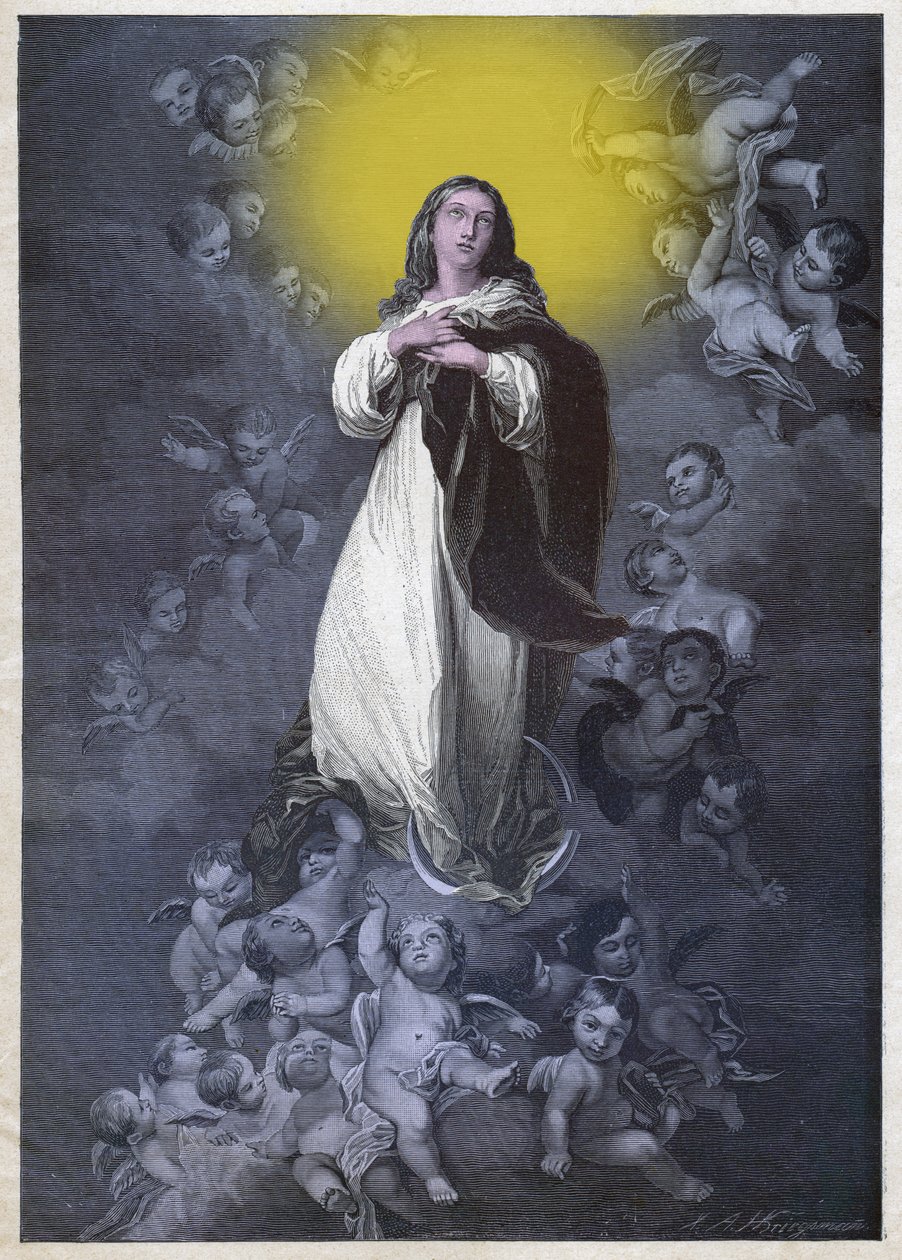 Kusursuz Anlayış. (gravür, yaklaşık 1900) by Bartolome Esteban (after) Murillo