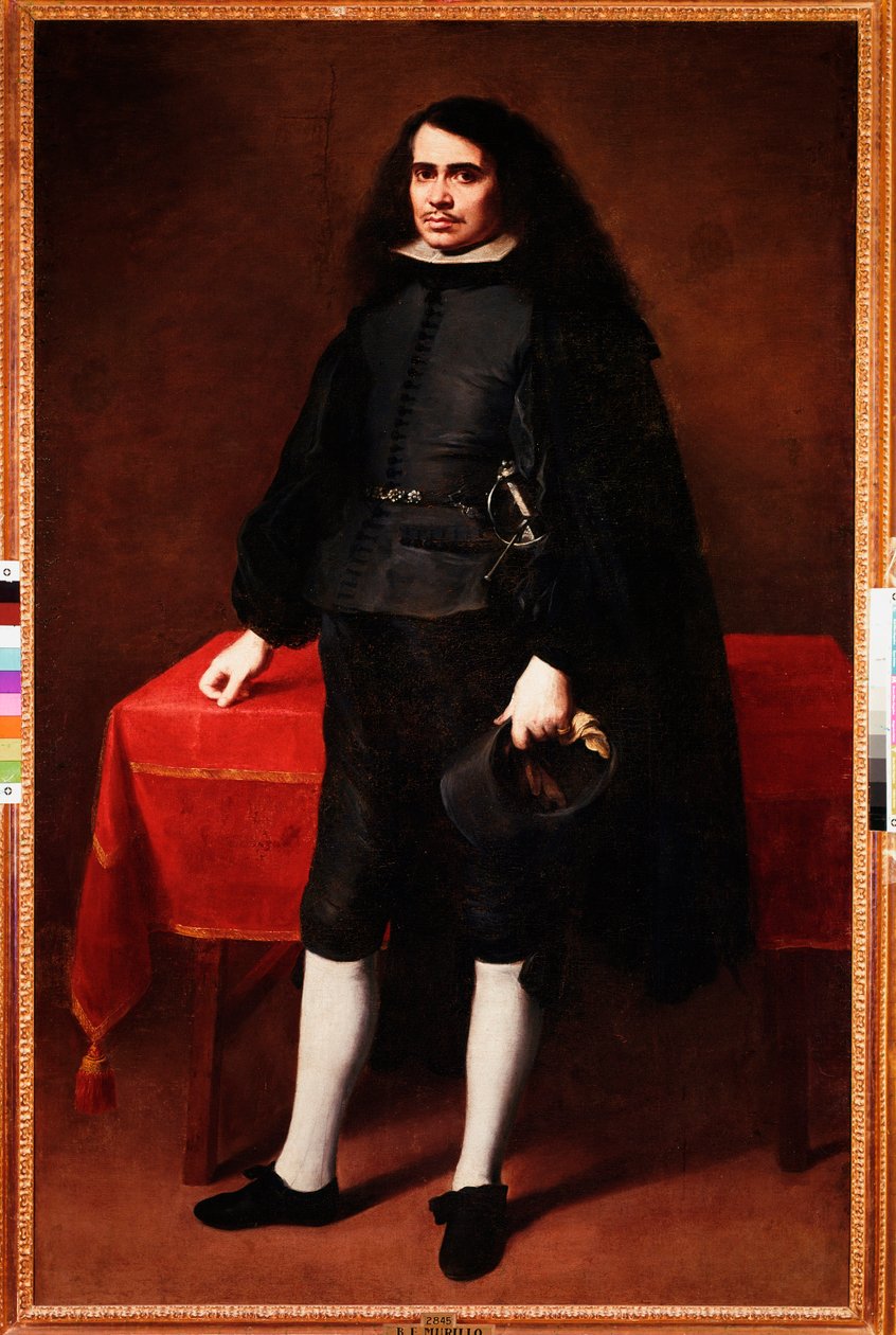 Uzun saçlı ve çilek yakalı bir beyefendinin portresi (tuval üzerine yağlı boya by Bartolomé Esteban Murillo