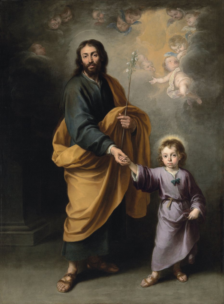 Aziz Joseph ve İsa Çocuk (tuval üzerine yağlı boya) by Bartolomé Esteban Murillo