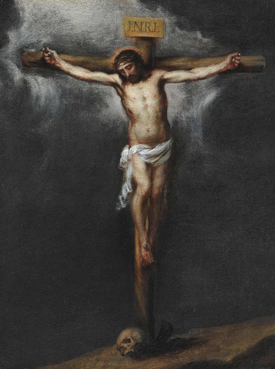 Çarmıha Gerilme par Murillo, Bartolome Esteban (1617-1682). Tuval üzerine yağlı boya, ebat : 43,9x33,3, , Özel Koleksiyon by Bartolomé Esteban Murillo