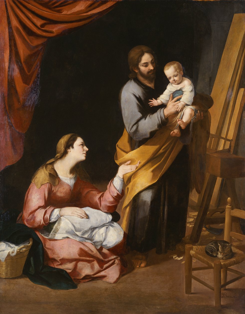 Marangozhanedeki Kutsal Aile (tuval üzerine yağlı boya) by Bartolomé Esteban Murillo