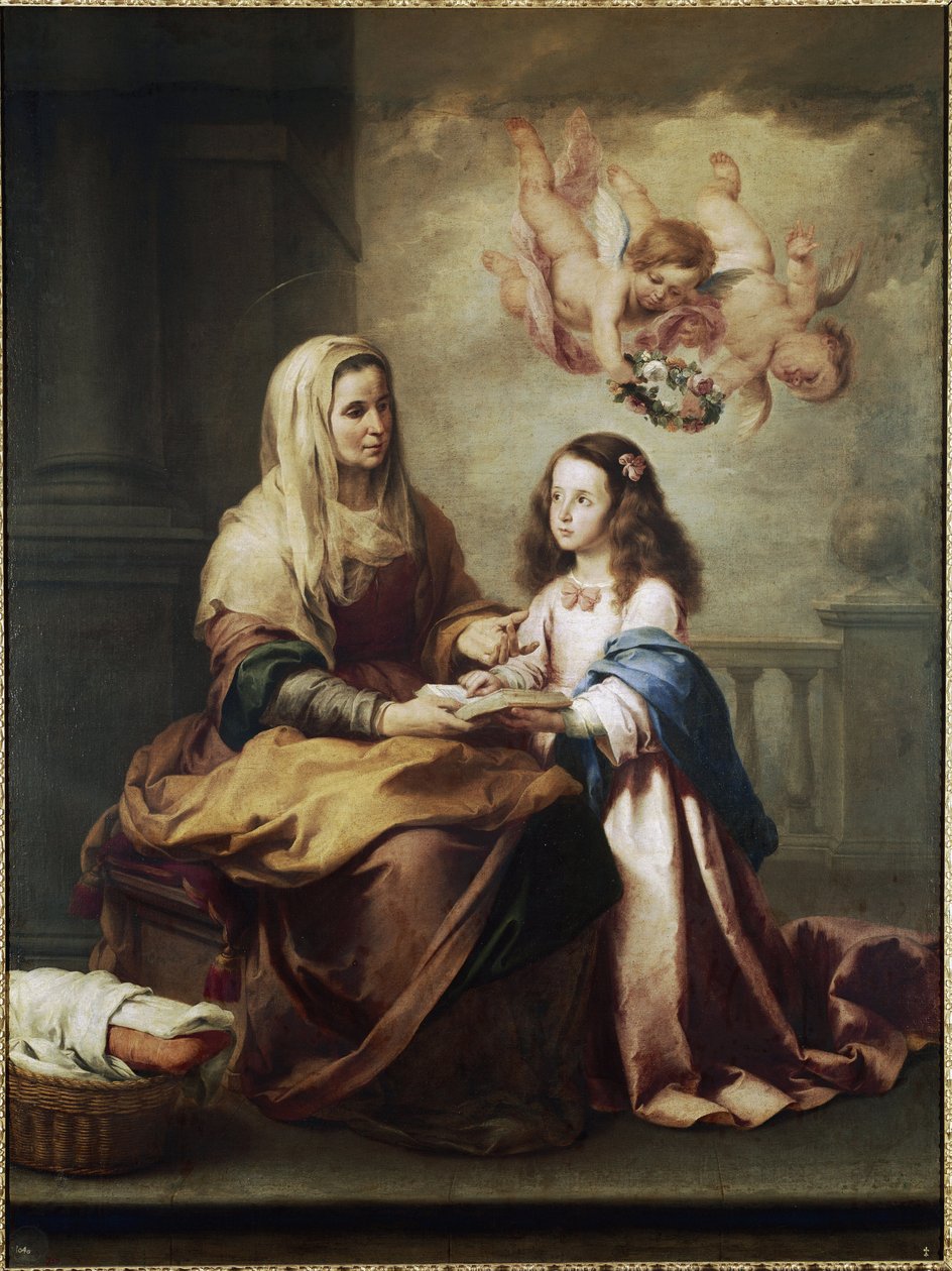 Meryem Ana ve Aziz Anne Detayı. (tuval üzerine yağlı boya, c.1674) by Bartolomé Esteban Murillo