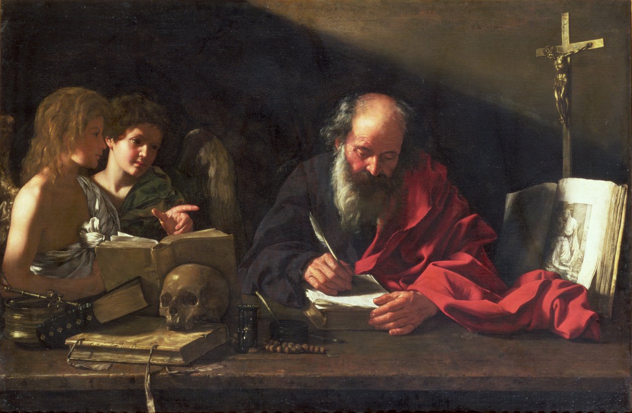 Aziz Jerome Çalışmasında by Bartolomeo Cavarozzi