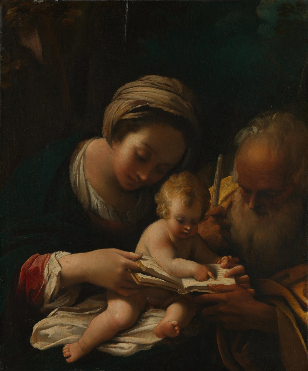 Bakire ile Kutsal Aile, Çocuğa Okumayı Öğretiyor by Bartolomeo Schedoni