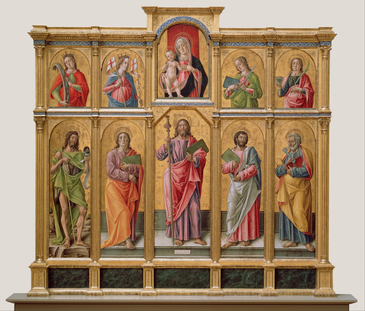 Polyptych with Saint James Major, Madonna and Child, and Saints  by Bartolomeo Vivarini