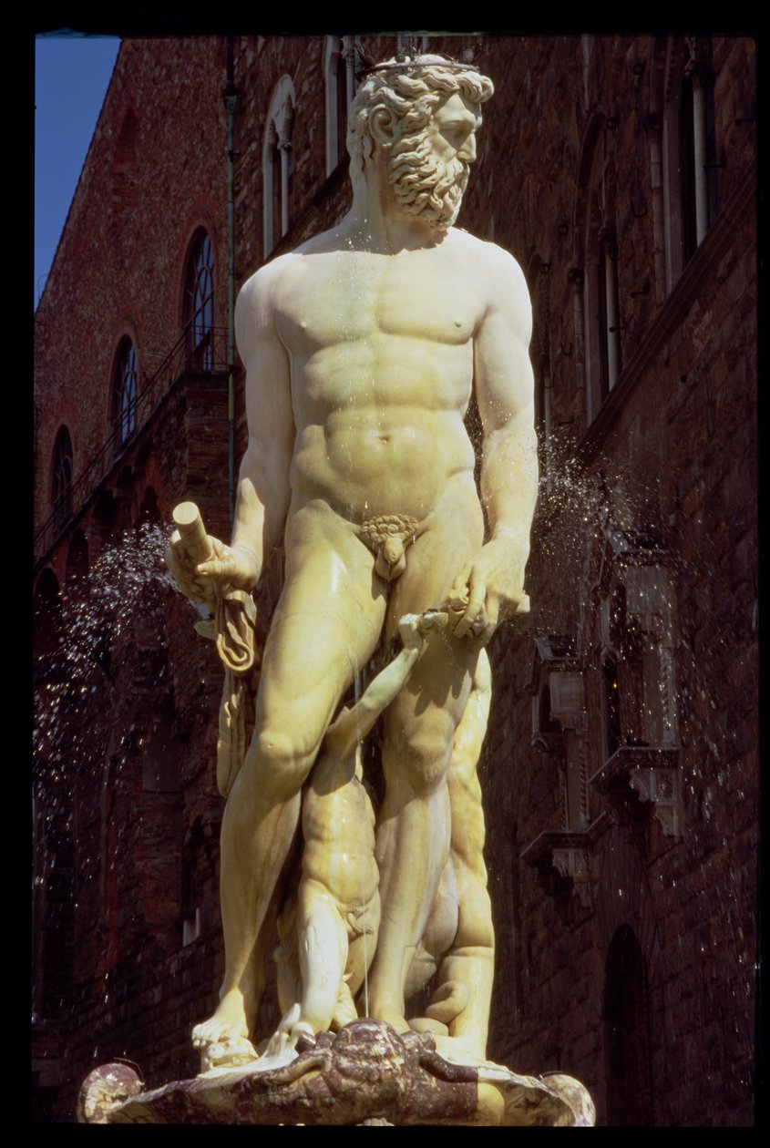 Neptün Çeşmesi, Neptün figürünün detayı, 1560-75 mermer, ayrıca bkz. 97917-20 by Bartolomeo Ammannati