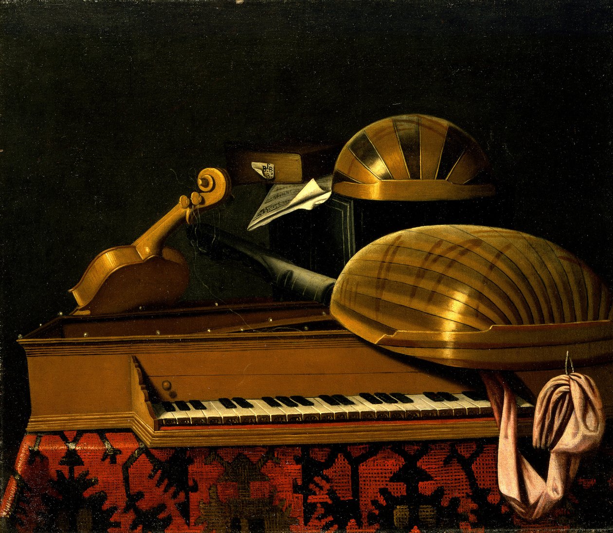 Müzik Aletleri ve Kitaplarla Natürmort, 17. Yüzyılın Ortası. by Bartolomeo Bettera