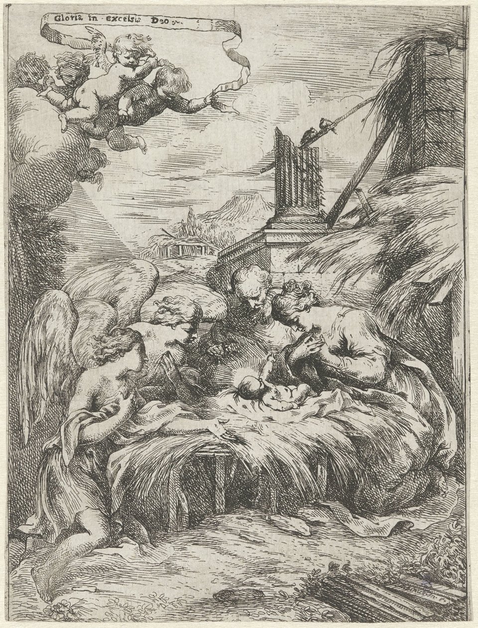 Meryem, Yusuf ve Meleklerin Hayranlığı by Bartolomeo Biscaino