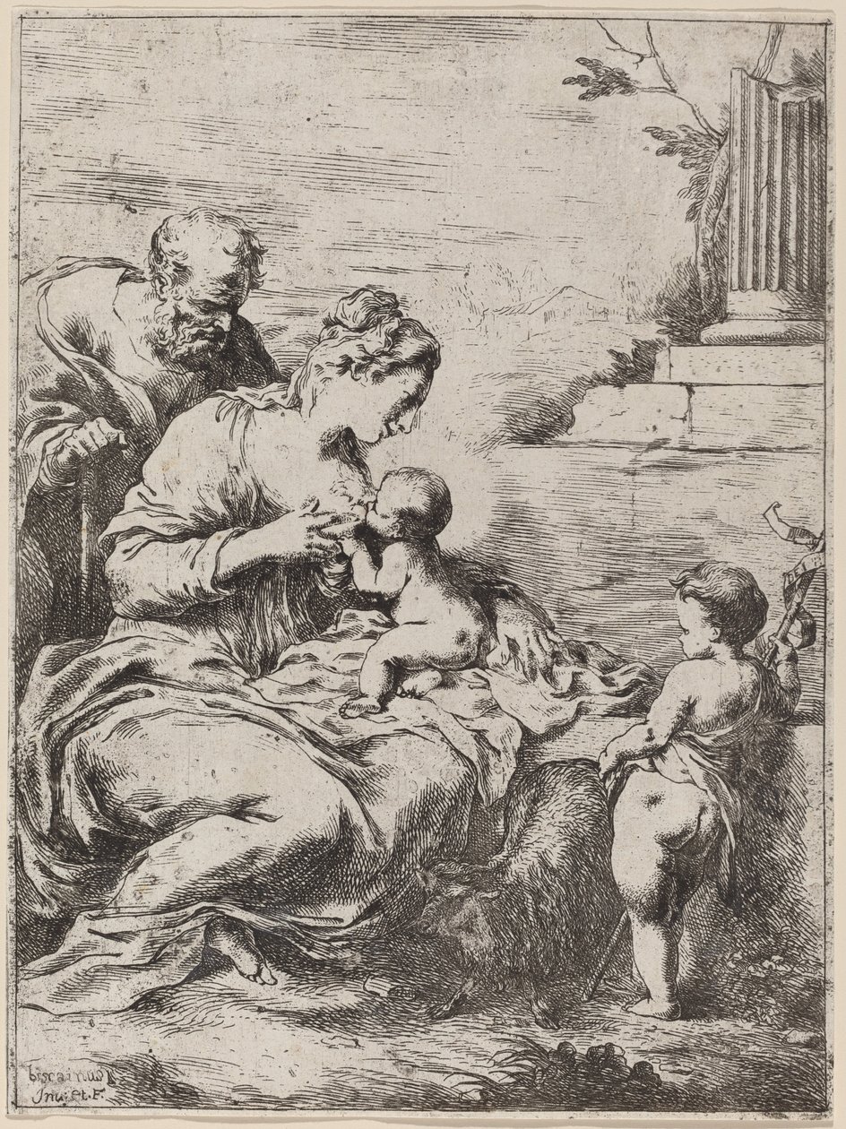 Aziz John ile Kutsal Aile by Bartolomeo Biscaino