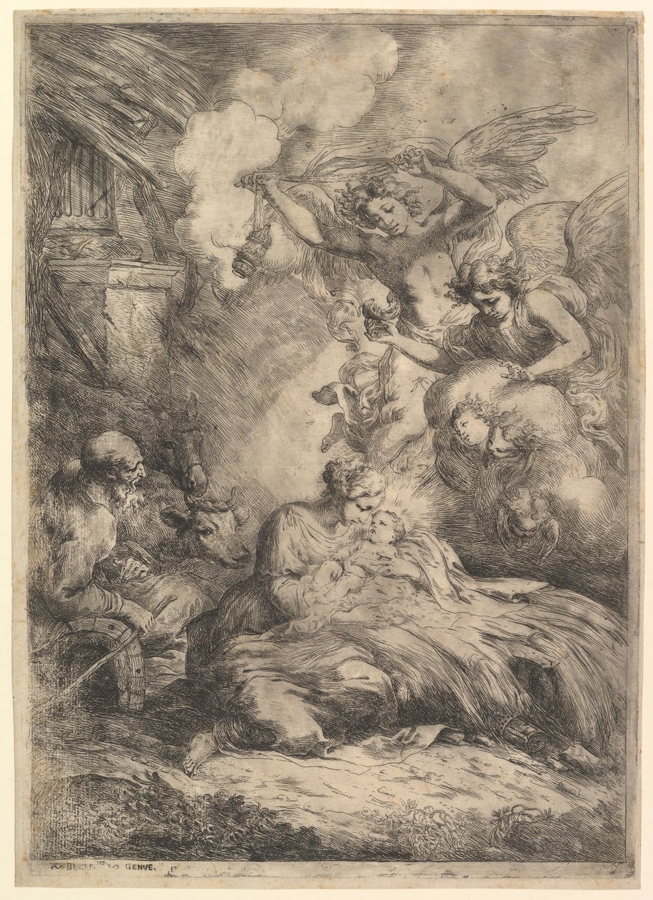 Meleklerle Doğuş, 1650-57. by Bartolomeo Biscaino