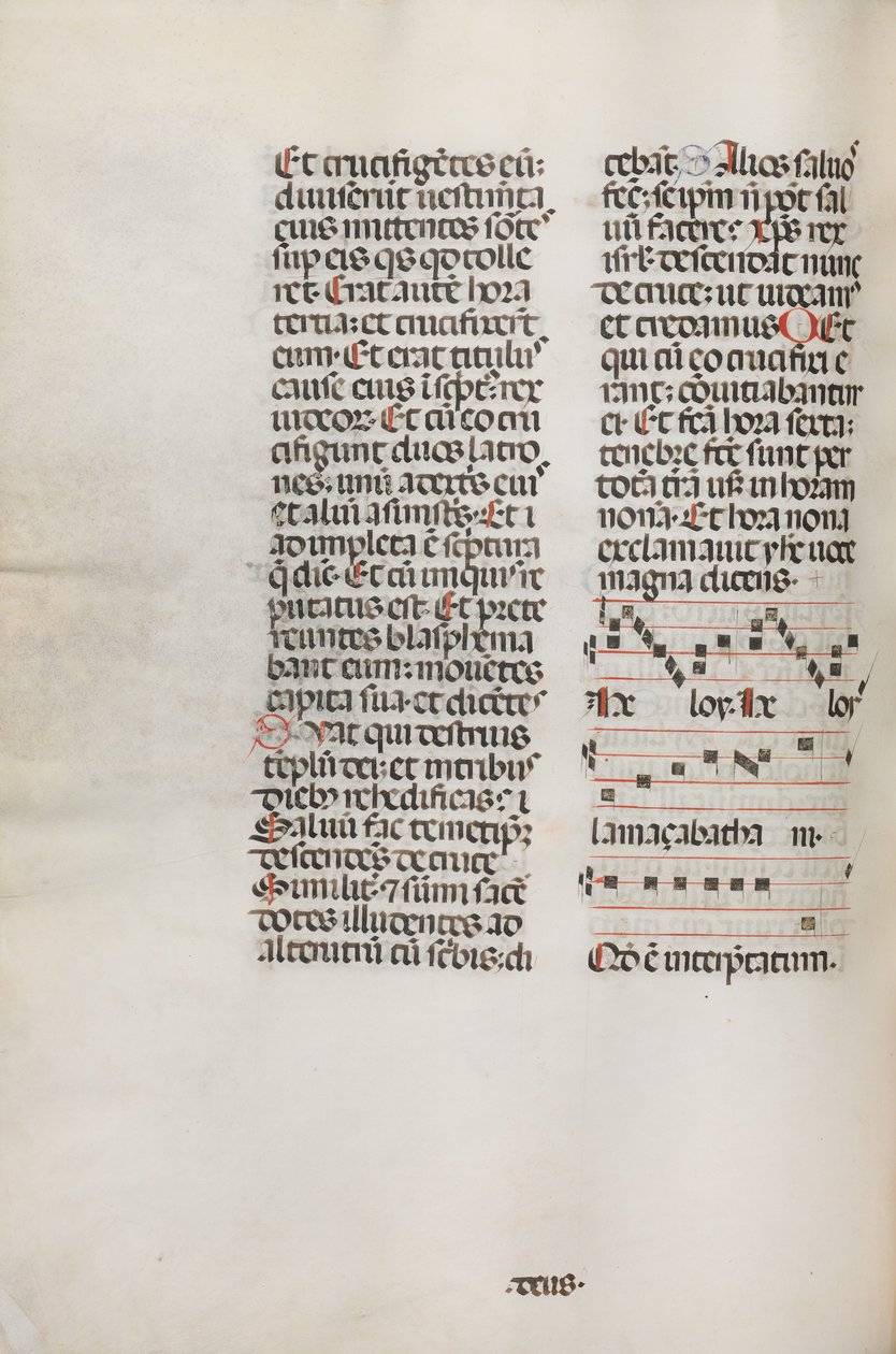 Yanlış satış: Fol. 128v: St. Mattion Passion, 1469 içindeki Hely Hely Lama vb. için müzik içerir. by Bartolomeo Caporali
