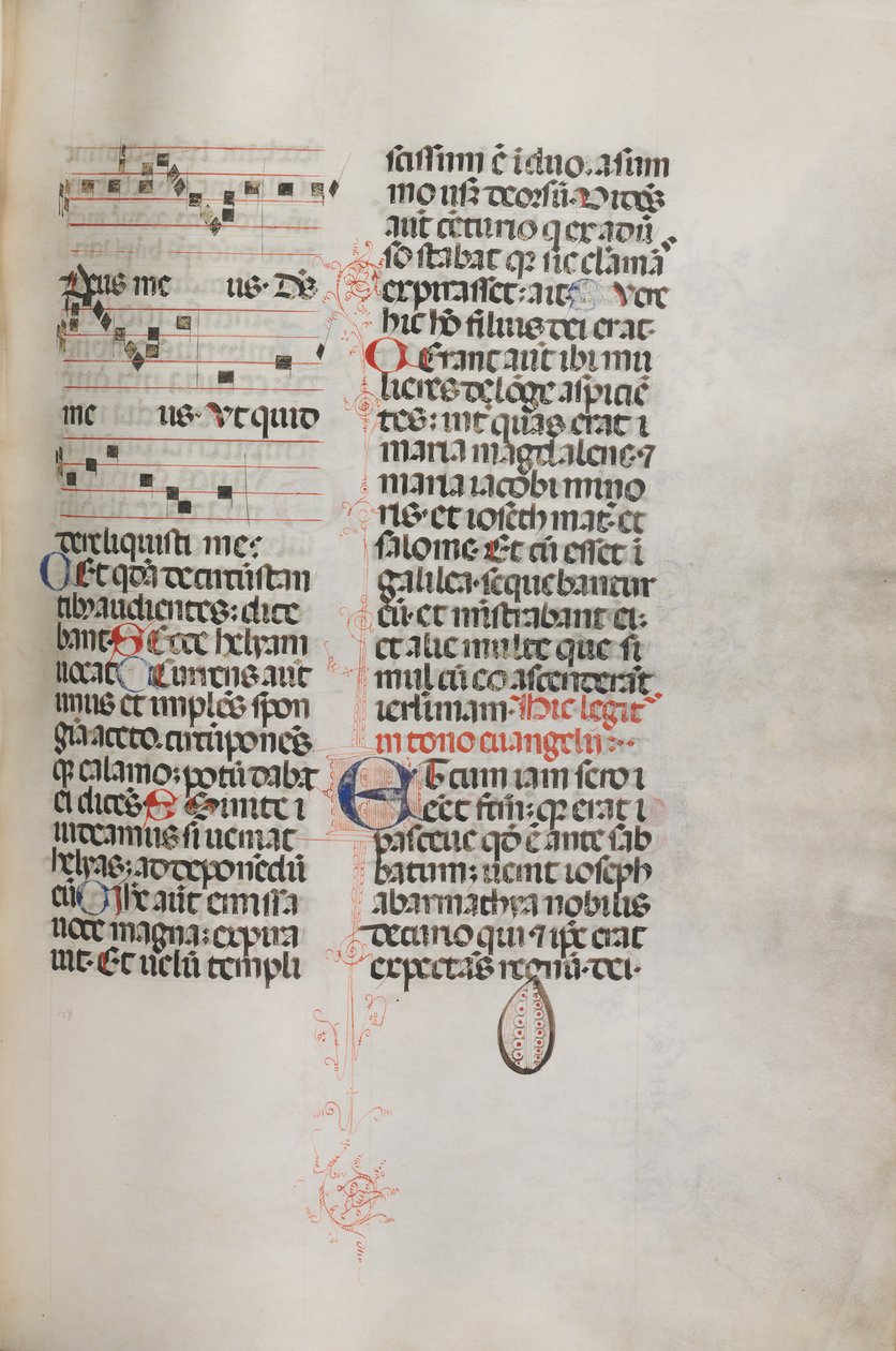Yanlış satış: Fol. 129: St. Mattion Passion, 1469 içindeki Hely Hely Lama vb. için müzik içerir. by Bartolomeo Caporali