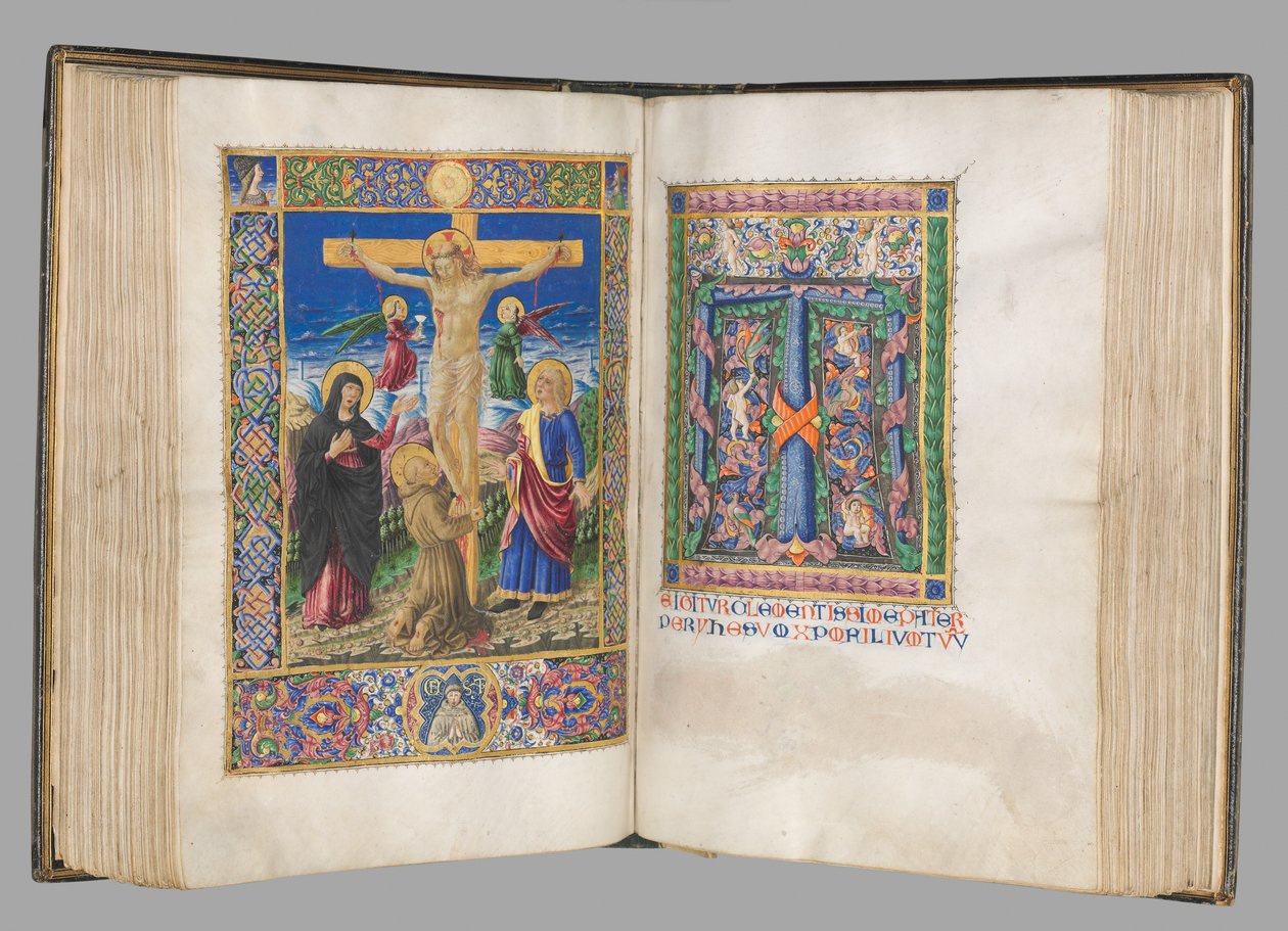 Yanlış satış: Fol. 185v: Çarmıha gerilme, tam sayfa, 1469. by Bartolomeo Caporali