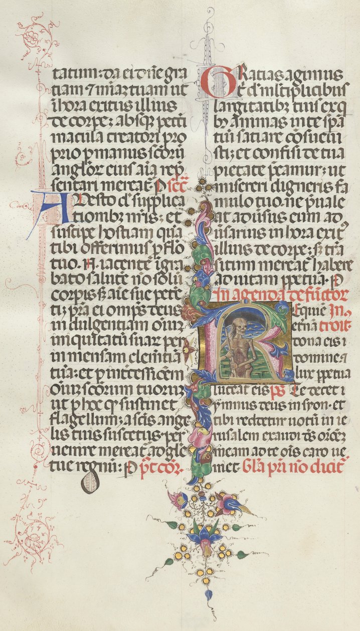 Yanlış satış: Fol. 387v: Oraklı bir İskelet olarak temsil edilen ölüm, 1469. by Bartolomeo Caporali