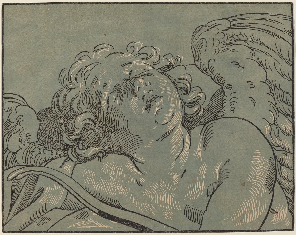 aşk tanrısı uykuda by Bartolomeo Coriolano after Guido Reni