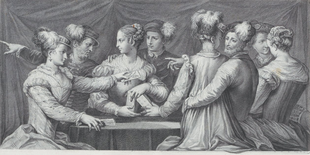 Bir grup zarif giyimli iskambil oynayan insan, 1740-68 by Bartolomeo Crivellari