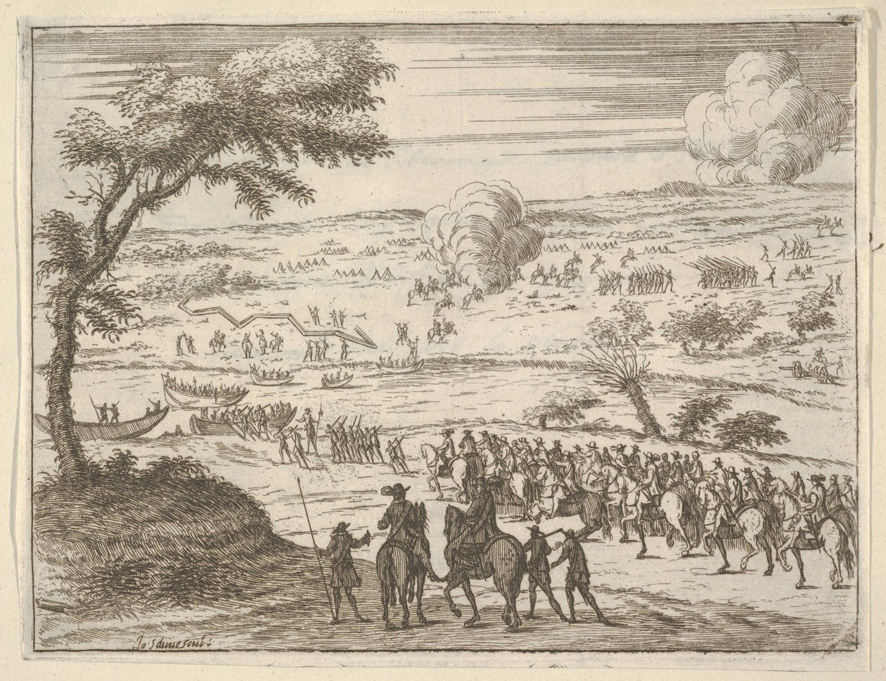 Francesco I d'Este Po'yu Serbestçe Geçiyor ve Viny'deki Birliklere Karşı Kılıcını Alıyor..., 1659 by Bartolomeo Fenice