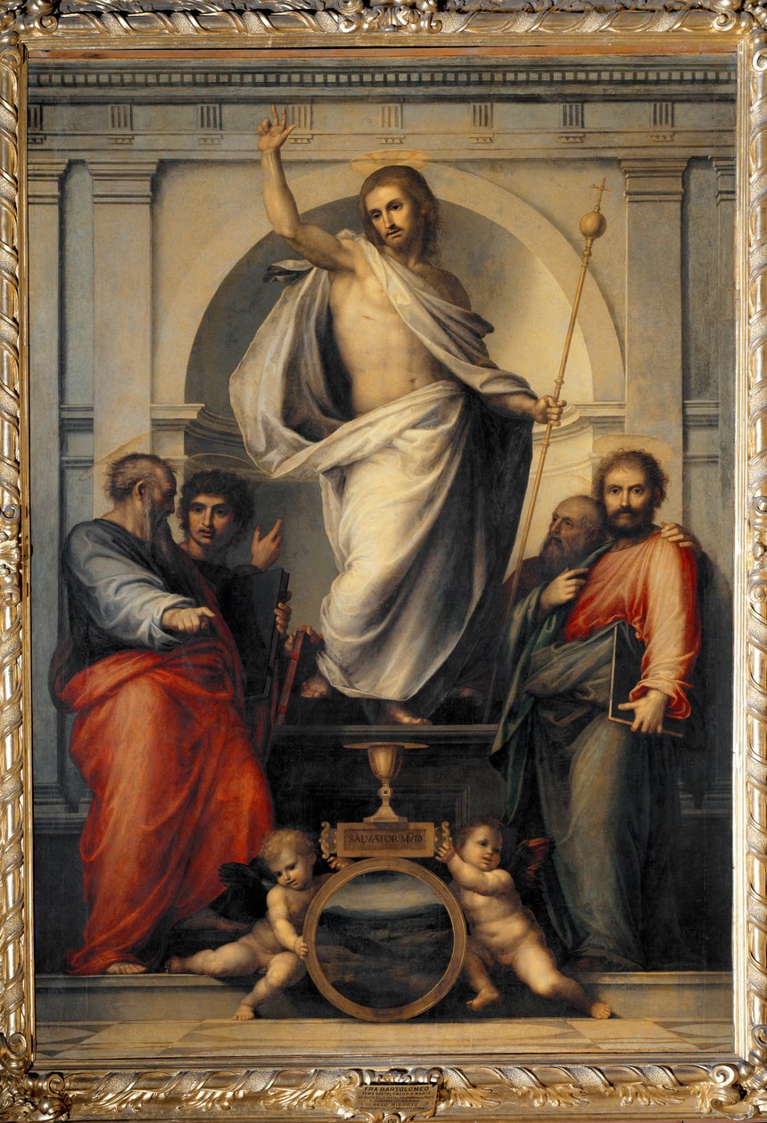 Mesih müjdeciler arasında yükselir (Ahşap boyama by Bartolomeo Fra