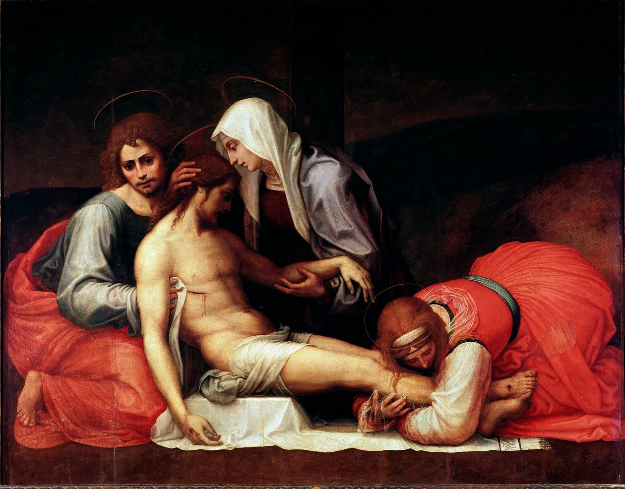 Deposition Painting, Bartolomeo della Porta dit Fra Bartolomeo (1472-1517) Dim.158x199 cm Florence, Palazzo Pitti, Galleria Palatina - The Deposition, Bartolomeo della Porta a.k.a. Fra Bartolomeo (1472-1517). ahşap üzerine yağ by Bartolomeo Fra