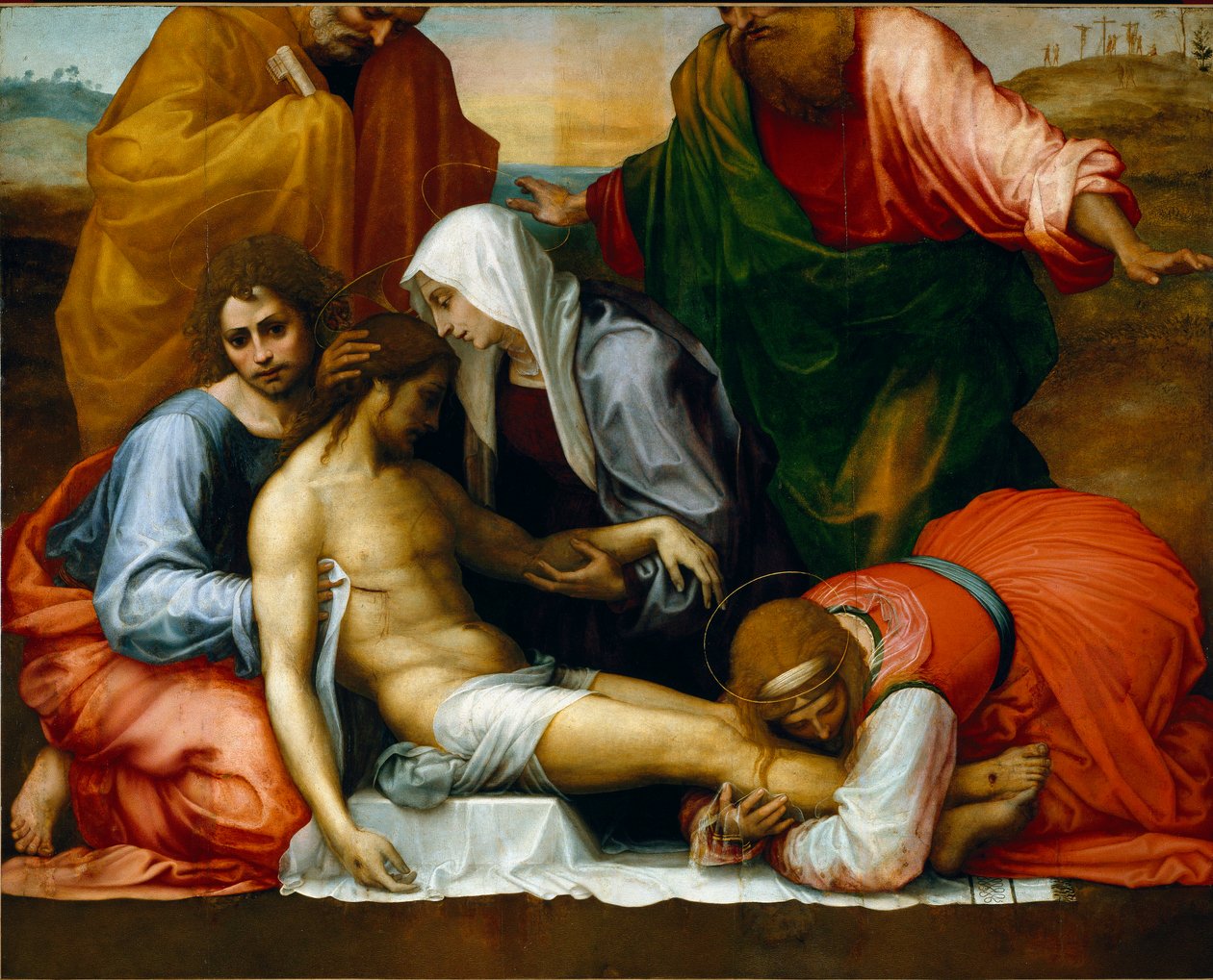 La Lament sur le christ mort - Ölü İsa için ağıt. 1511-1512. Fra 'Bartolomeo (Bartolomeo della Porta olarak adlandırılır) (1472-1517), Floransa, Galleria Palatina tablosu by Bartolomeo Fra