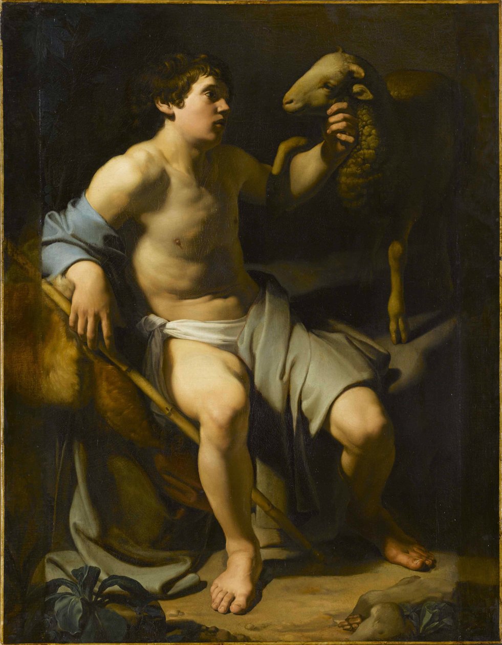 Vaftizci Yahya Bir Koyun Tutuyor. by Bartolomeo Manfredi