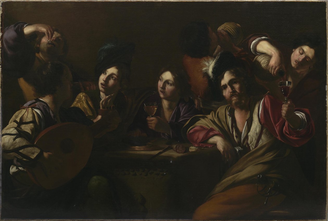 Taverna Sahnesi, yaklaşık 1619. by Bartolomeo Manfredi