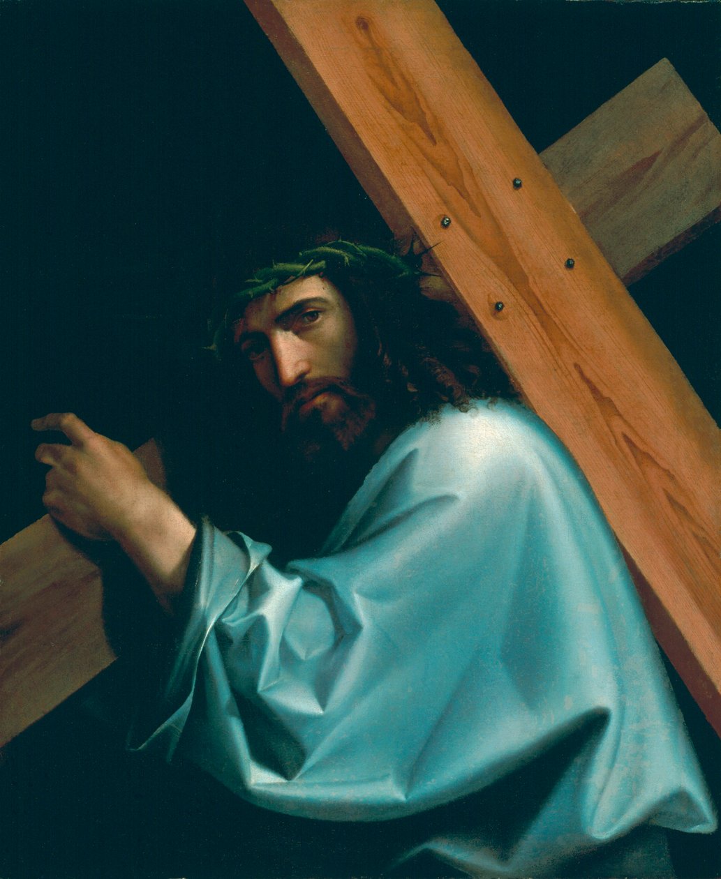 Montagna, Bartolomeo (1449-1523) tarafından Haç Taşıyan İsa. Tuval üzerine yağlı boya, yaklaşık 1515. Ebat : 85x70 cm. Kunsthaus Zürih by Bartolomeo Montagna