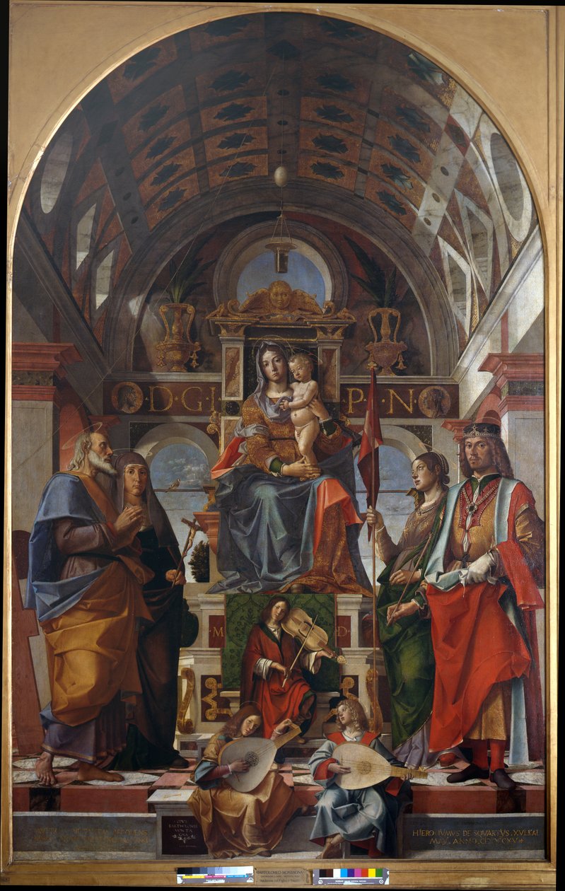 Aziz Andrew, Monica, Ursula ve Sigismund ile Madonna ve çocuk by Bartolomeo Montagna