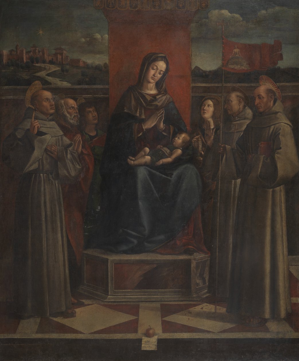 Altı Aziz ile Enthroned Bakire ve Çocuk, c.1500 by Bartolomeo Montagna