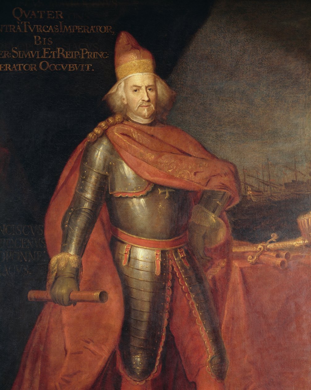 Peloponnesiacus olarak bilinen Doge Francesco Morosini'nin (1619-1694) Portresi, Bartolomeo Nazzari'nin (1699-1758) tablosu, Detay by Bartolomeo Nazzari