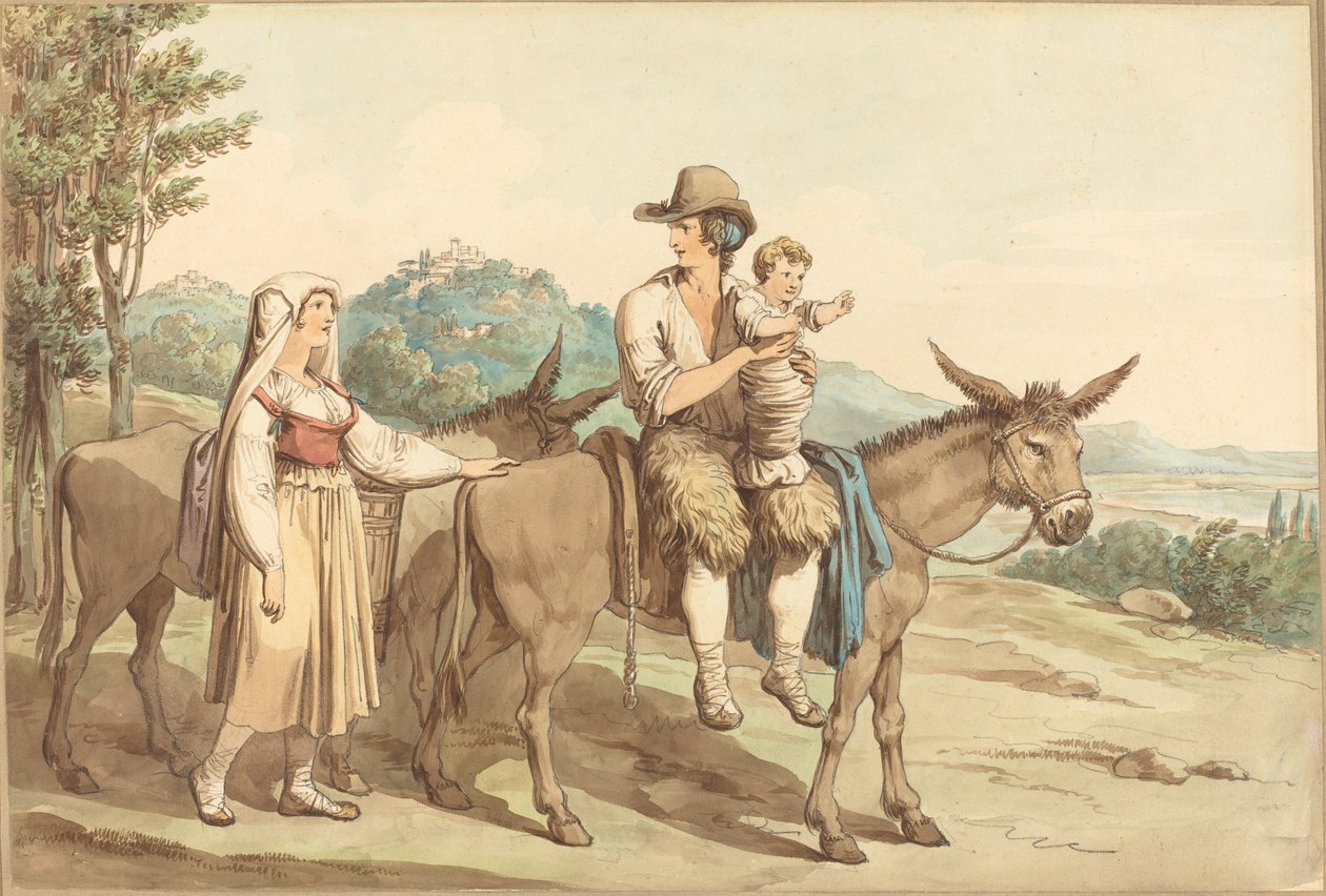 Köylü Bir Aile ve İki Eşek by Bartolomeo Pinelli