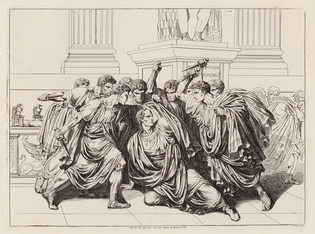 Julius Caesar Suikastı, MÖ 44 (gravür) by Bartolomeo Pinelli
