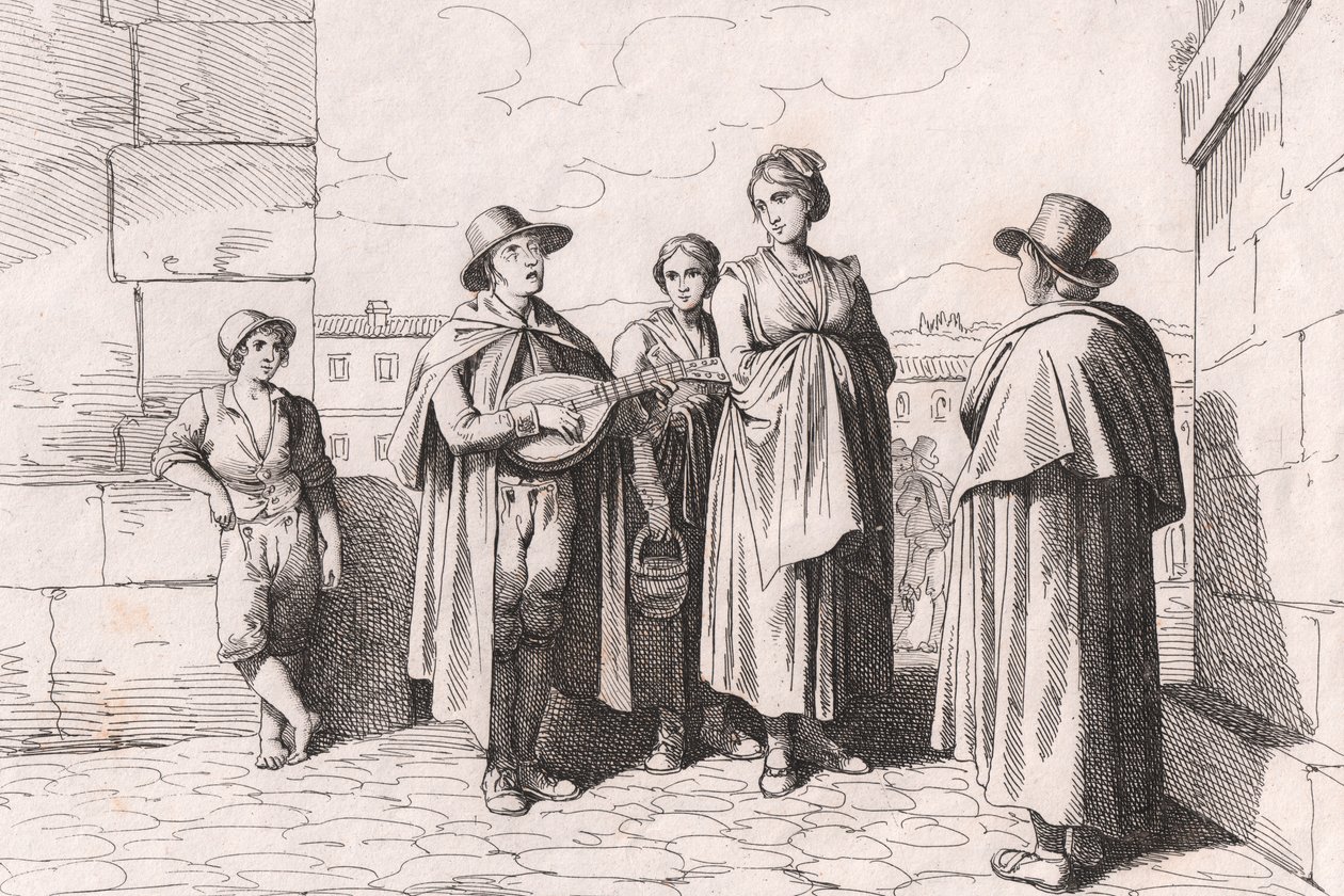 Kör adam şarkı söyleyip oynuyor, Bartolomeo Pinelli