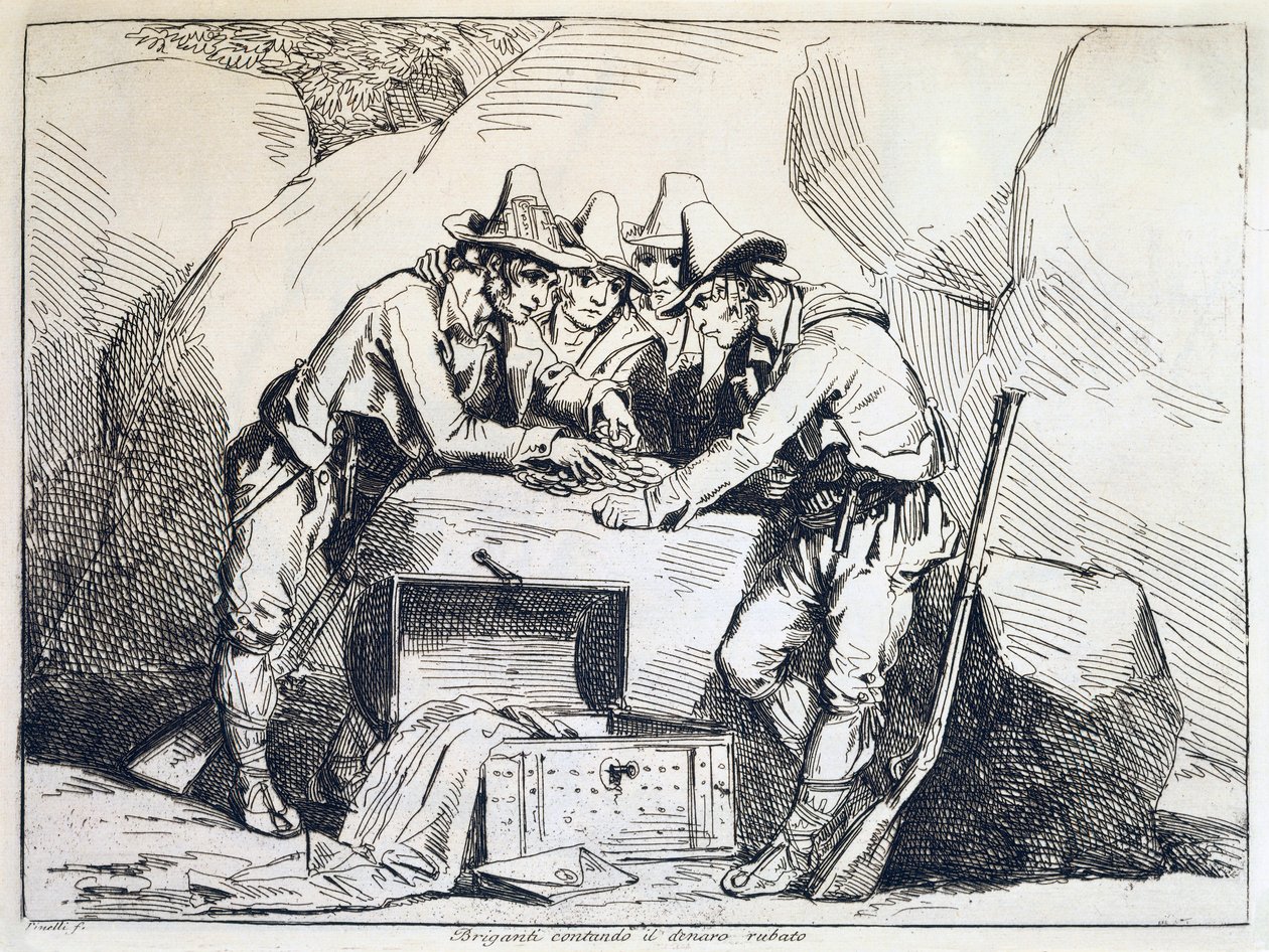 Haydutlar grubu, Bartolomeo Pinelli (1781-1835), gravür by Bartolomeo Pinelli