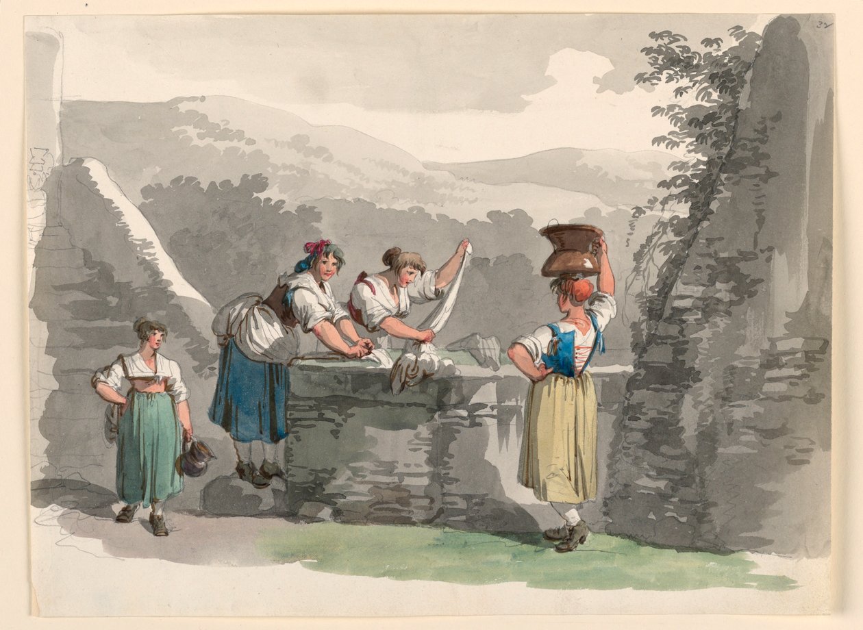 Roma Yakınlarındaki Dağlarda Çamaşırhane by Bartolomeo Pinelli