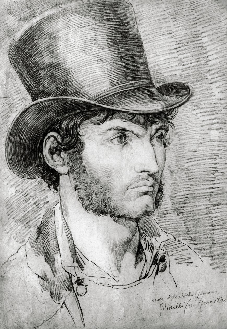Bartolomeo Pinelli'nin (1781-1835) yaptığı çizim erkek portresi (Gerçek Roman) by Bartolomeo Pinelli