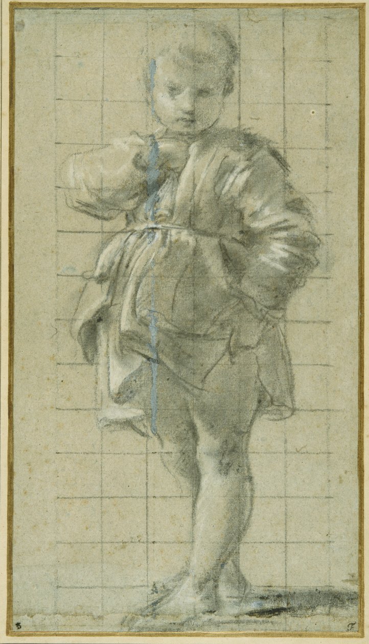 Ayakta duran genç bir çocuk (carta azzurra üzerinde siyah tebeşir) by Bartolomeo Schedoni