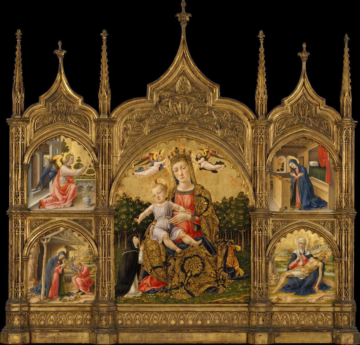 Alçakgönüllülük Madonna, Müjde, Doğuş ve Pietà, c.1465 (ahşap üzerine tempera ve altın) by Bartolomeo Vivarini