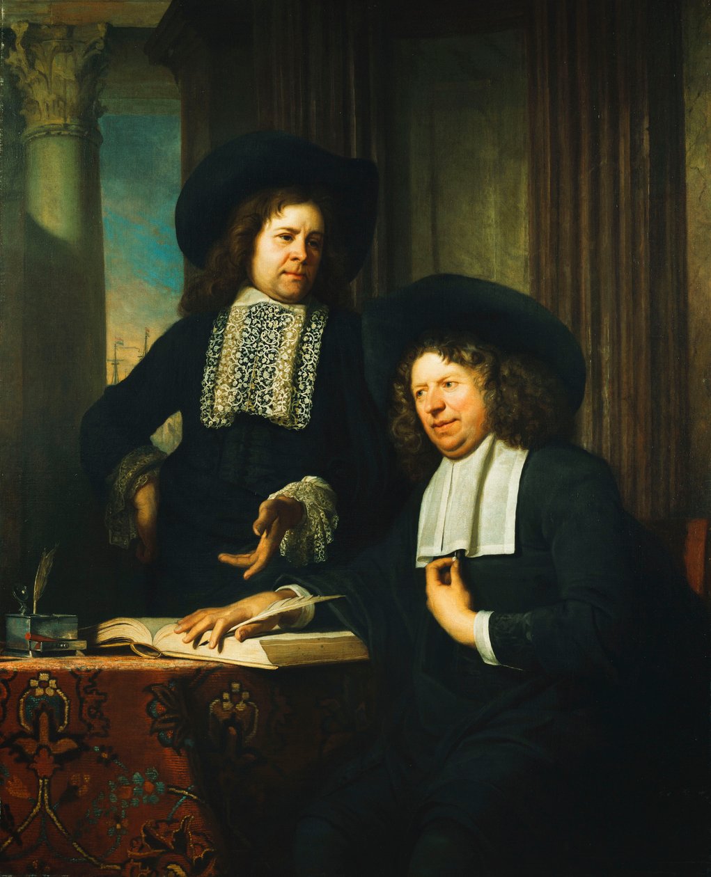 İki Bey, Bir Masada Oturan, by Bartolomeus van der Helst