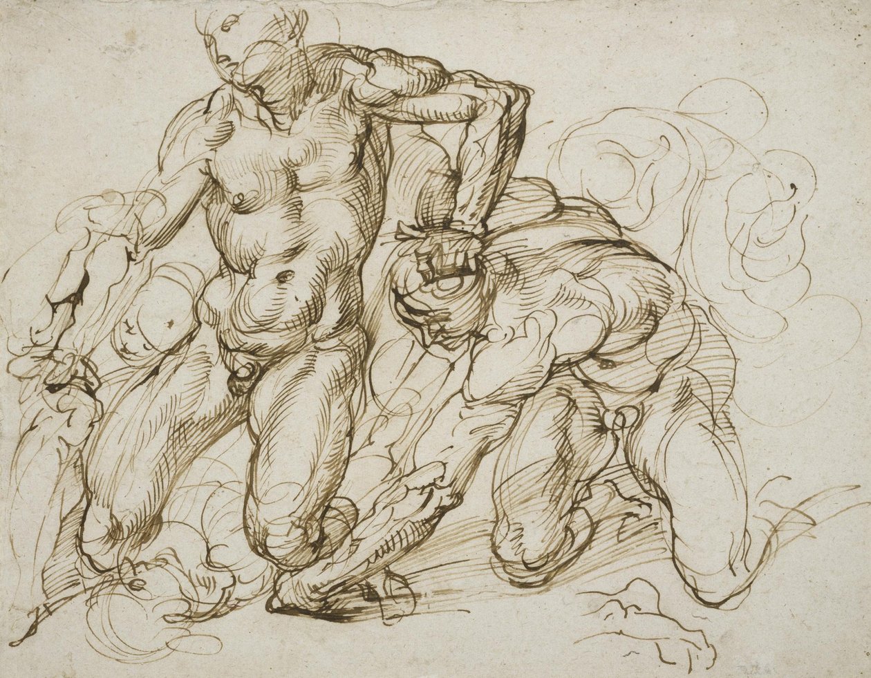 Erkek Çıplak Dövüş by Bartolomeo Passarotti