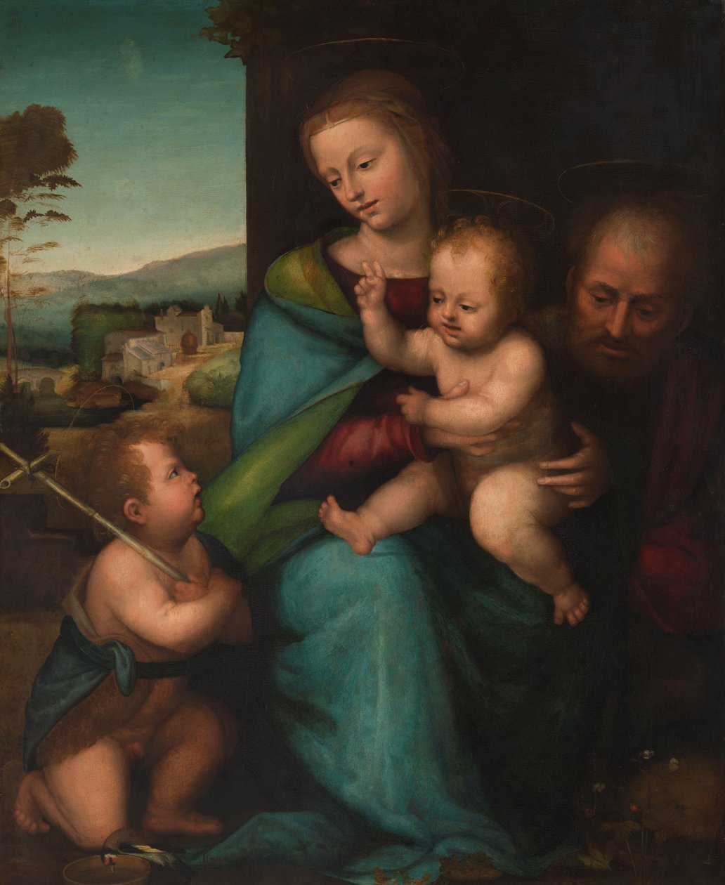 Bebek Vaftizci Yahya ile Kutsal Aile by Bartolommeo (Fra) (circle of)